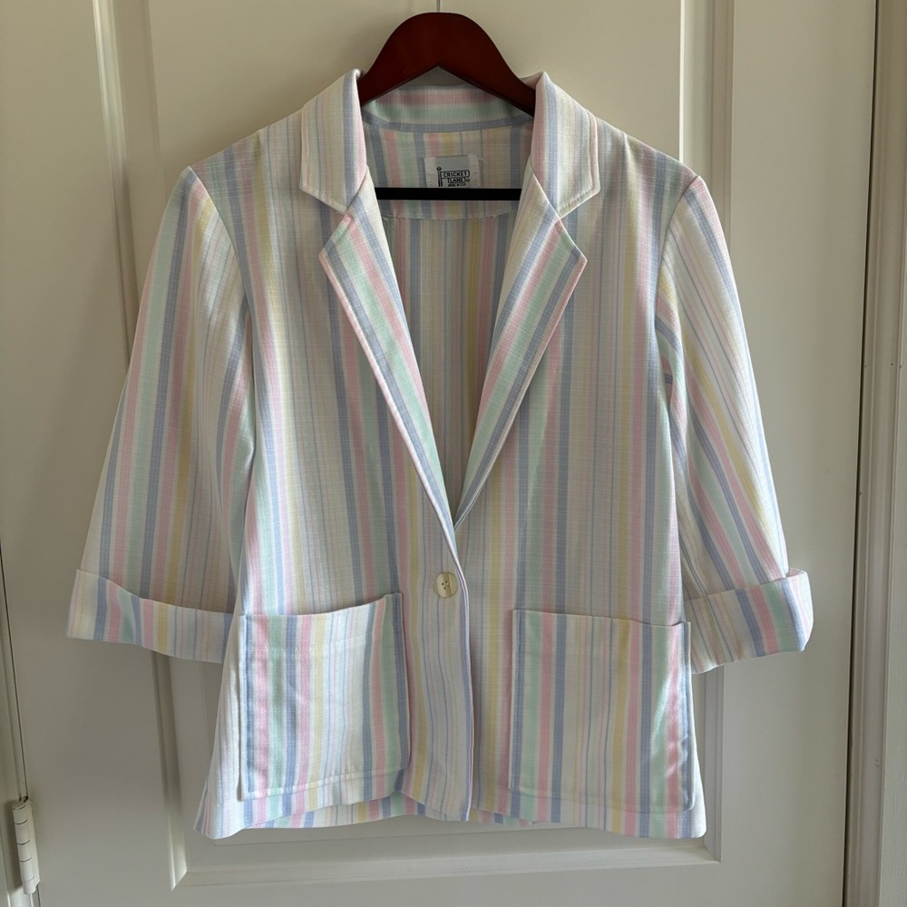 Vintage Cricket Lane pastel striped blazer EUC